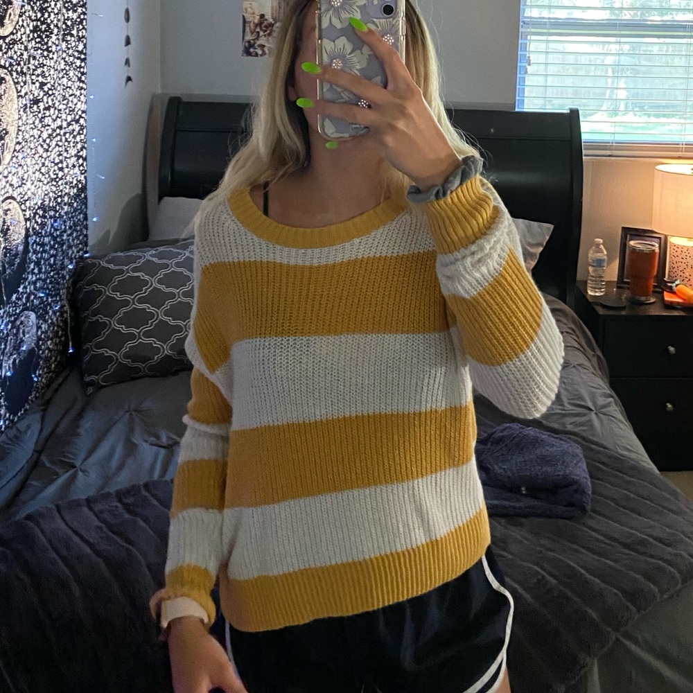 yellow & white striped sweater